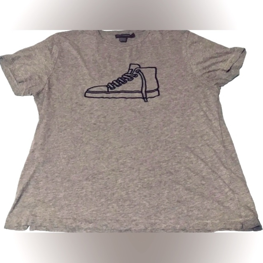 French Connection Gray T-Shirt Mens Size Large  Embroidered Sneaker